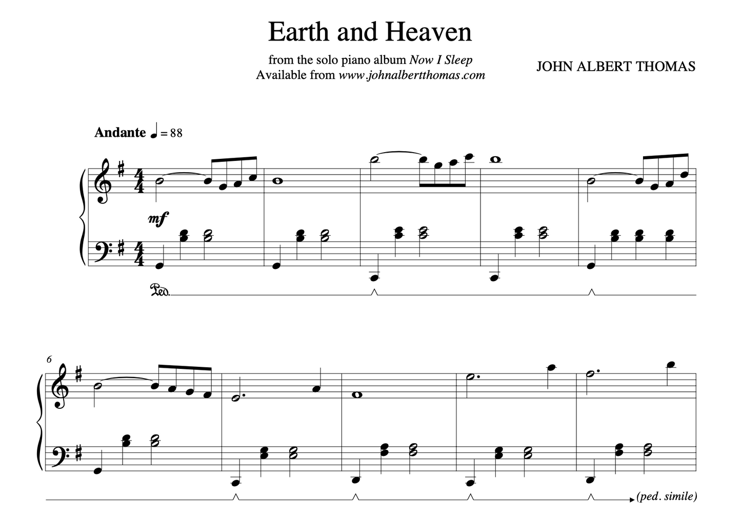 Earth and Heaven - Sheet Music