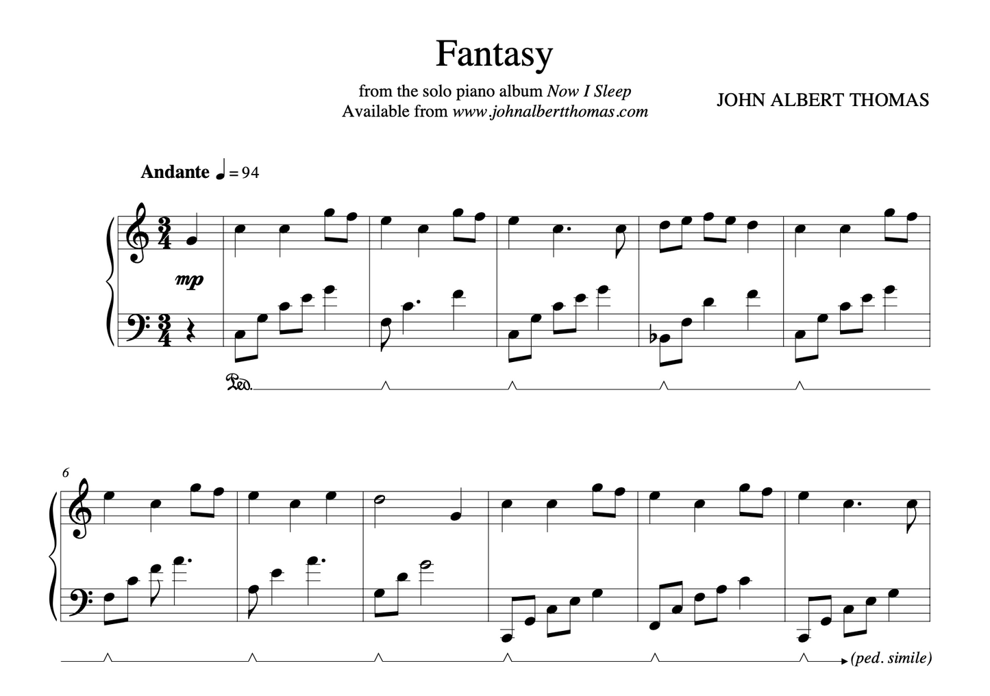Fantasy - Sheet Music